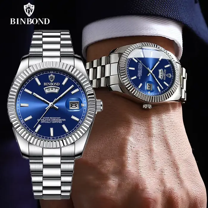 Montre homme affaires sport lumineuse avec résistance à l'eau quartz design classique pour tous les jours