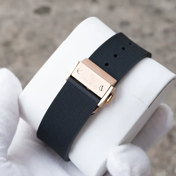 OBLVLO hommes de luxe or Rose cadran noir avec diamants lunette montre automatique étanche élastique mécanique