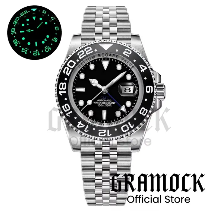 Montres automatiques pour hommes GMT noires et violettes, 40 mm, montre-bracelet mécanique SEA, verr