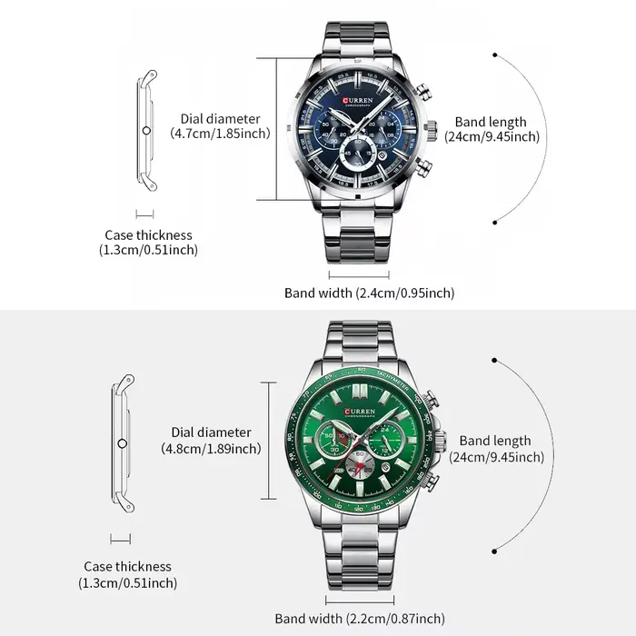 Montre chronographe homme acier inoxydable quartz sport date automatique occasion spéciale