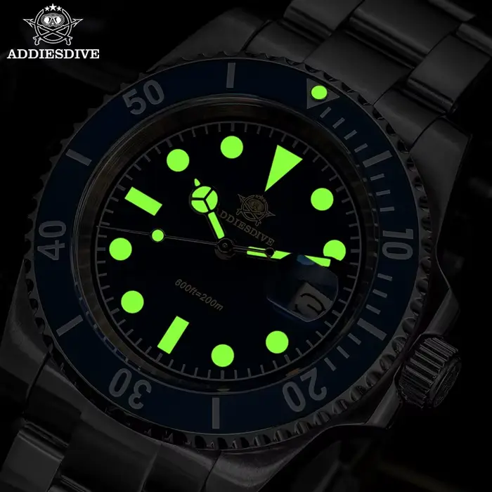 ADDIESDIVE montres pour hommes Date 200M étanche en acier inoxydable 316L C3
