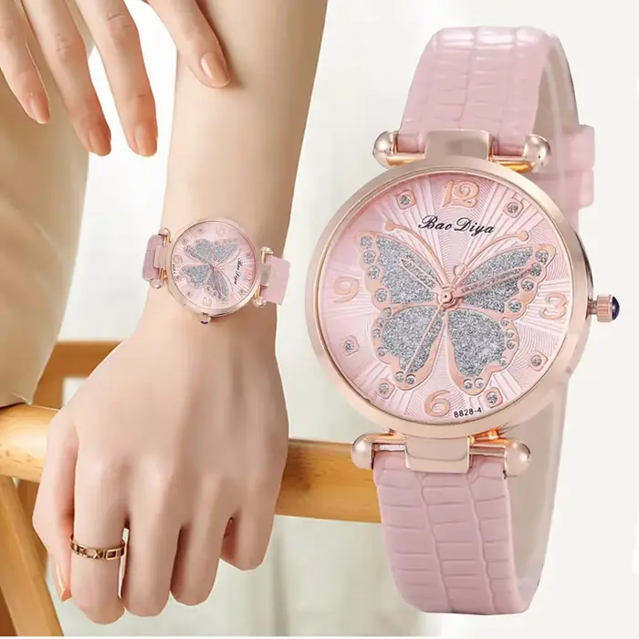 Montre à Quartz à pointeur rond décontracté