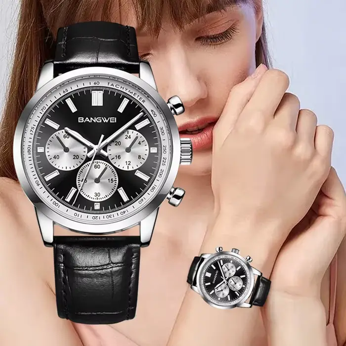Montre LIGE élégante pour femmes, quartz, chronographe, étanche, lumineuse, idéale pour affaires et sport, avec affichage double numérique et roman