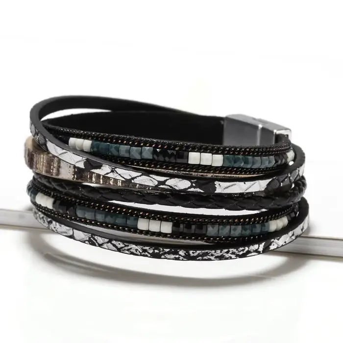 Bracelet en cuir multicouche confortable