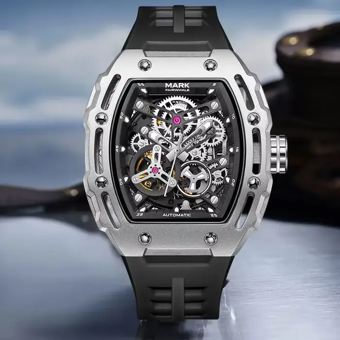 Mark Fairwhale 6700 nouvelles montres mécaniques pour hommes montre-bracelet automatique pour Tourbillon squelette conception étanche montre de mode