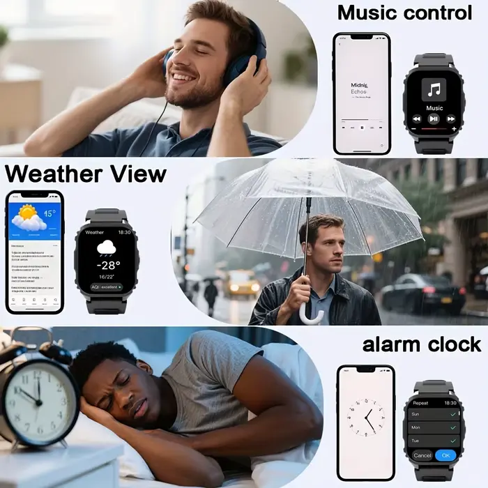 Montre Connectée ERUN Sportive avec Assistant Vocal Alexa et Modes Multisports pour Hommes Occasions Spéciales Activités Physiques