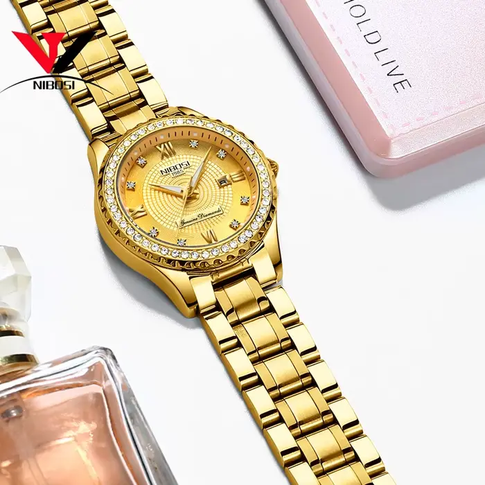 Montre de luxe pour femmes bracelet classique en acier inoxydable or élégante pour occasions spéciales
