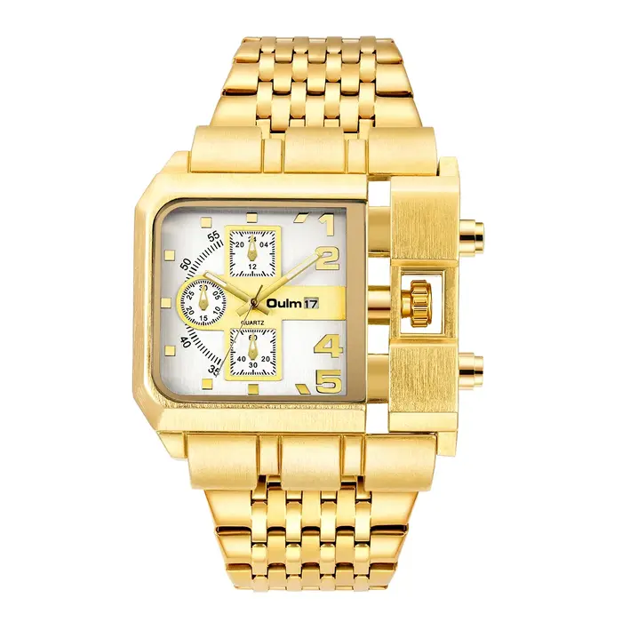Oulm-Montre de marque de luxe en acier inoxydable pour homme