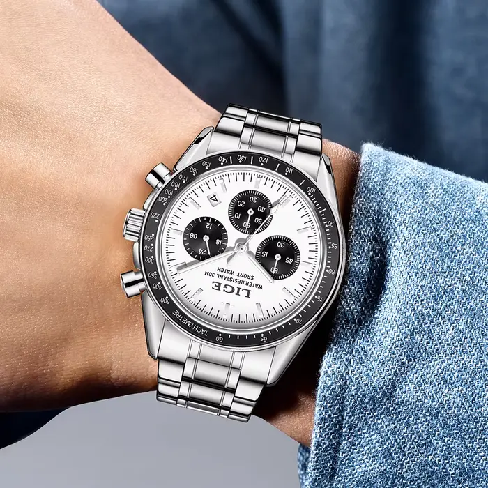 Montre à quartz étanche en acier inoxydable pour homme