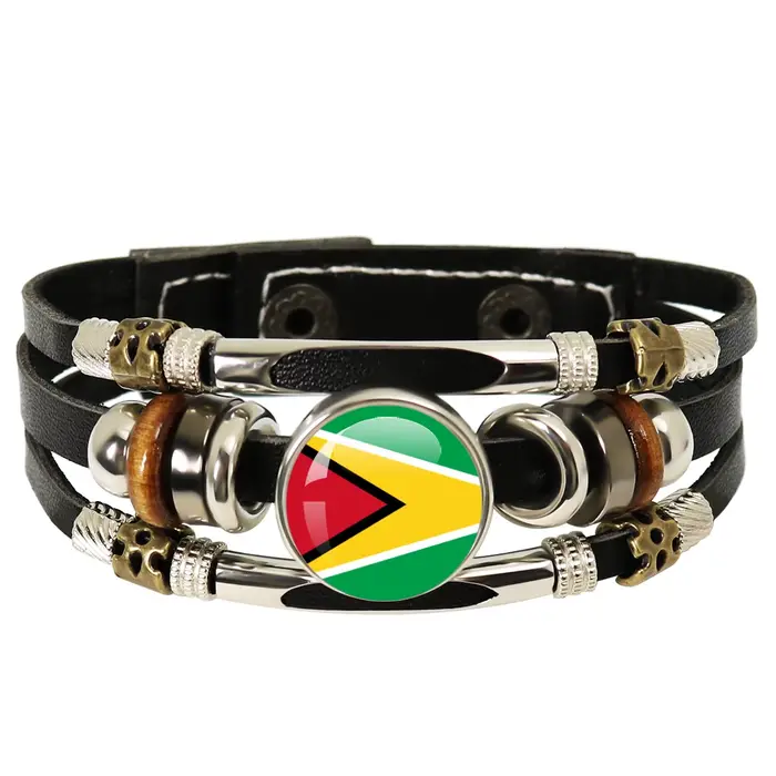 Bracelet en cuir noir tissé à la main