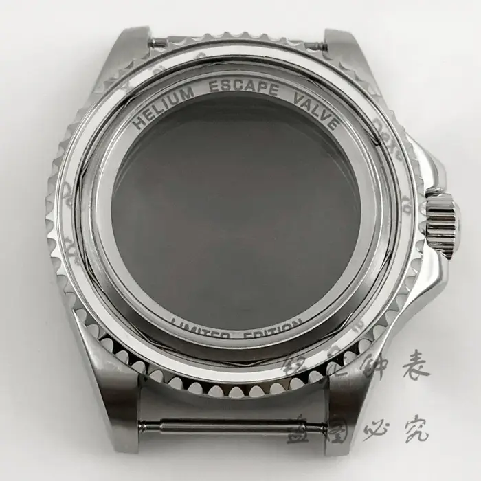 Boîtier de montre en acier inoxydable argenté 44MM SEA Big DEEP Homage avec verre saphir