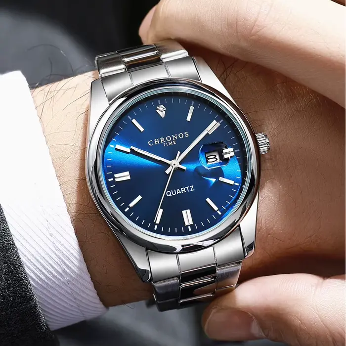 CHRONOS Top marque de luxe homme montre-bracelet étanche lumineux Date hommes montres en acier inoxydable Quartz montre