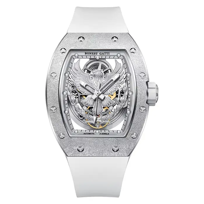BONEST GATTI 5002 hommes montre automatique Tonneau mécanique montre-bracelet lumineux aigle cadran 