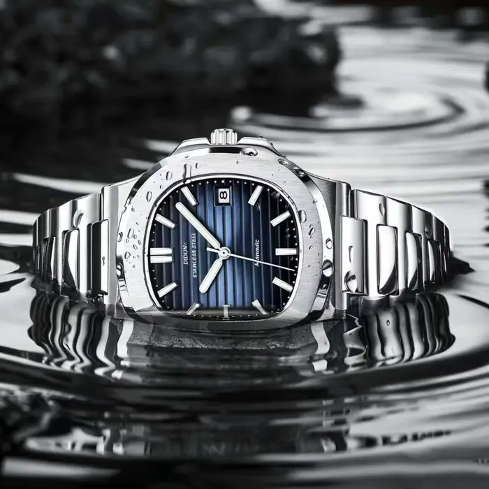 Montre mécanique DIDUN en acier inoxydable et or rose pour homme, résistante à l'eau, avec mouvement Seagull, pour les occasions formelles et informelles