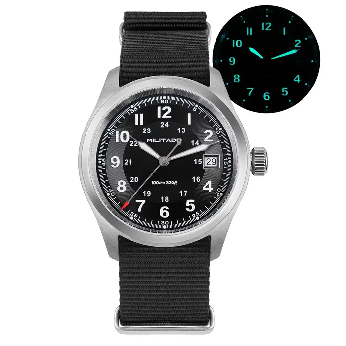 Militado ML08 montre à Quartz Vintage Ronda 515 mouvement Ar saphir miroir 38Mm montre-bracelet Date