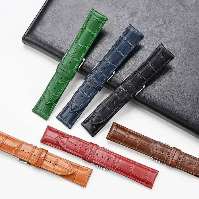Bracelet de montre en cuir véritable pour hommes et femmes