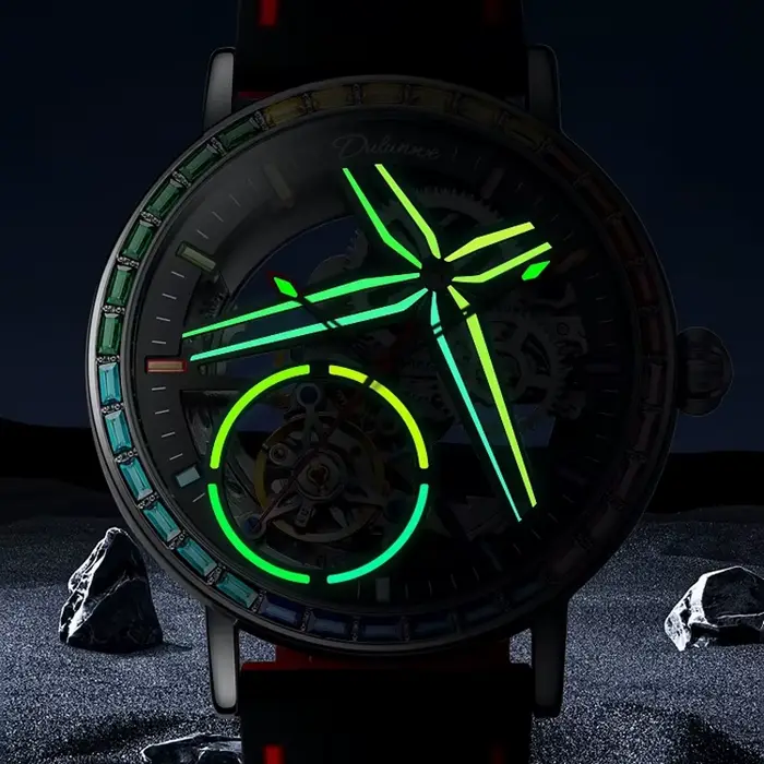 Montre Seton Tourbillon avec pierres précieuses colorées arc-en-ciel pour homme