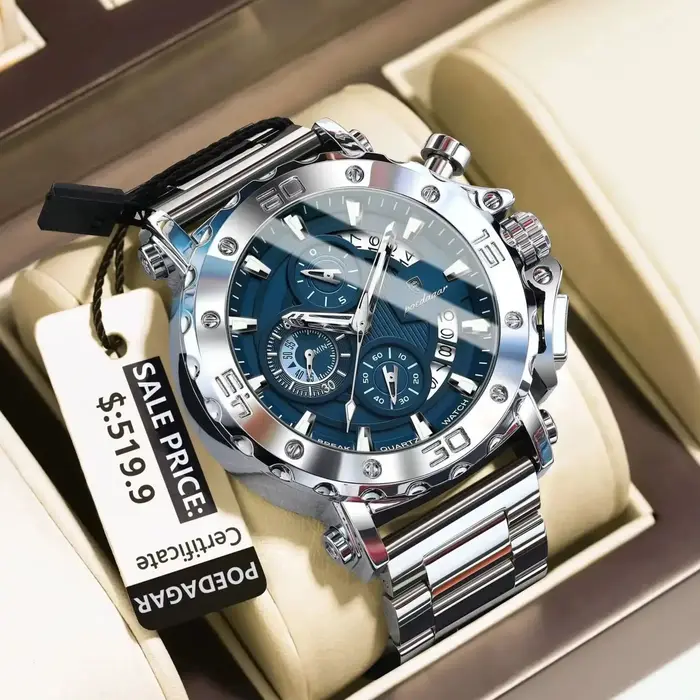 POEDAGAR montre de luxe pour hommes calendrier lumineux étanche homme horloge mâle chronographe acier inoxydable