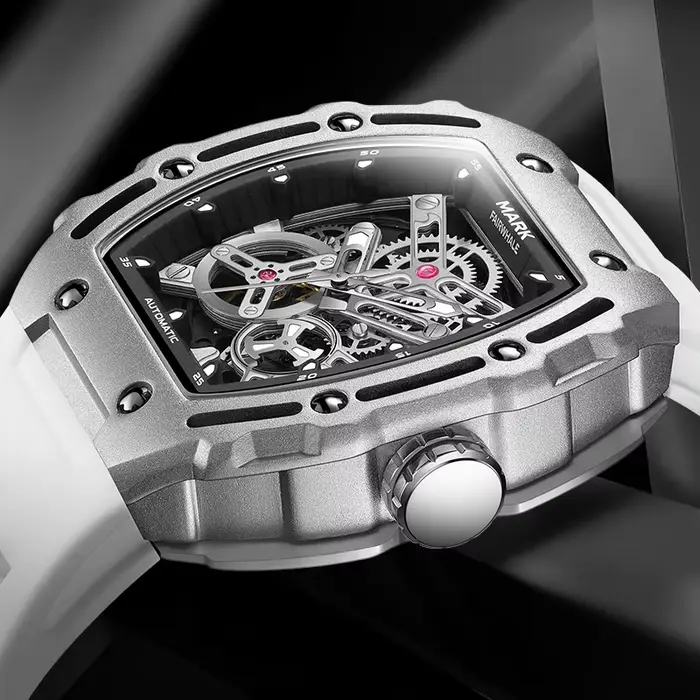 Montre homme Mark Fairwhale FW-6700 automatique avec bracelet silicone pour sportifs et amoureux de la course plongeur résistance à l'eau occasions spéciales