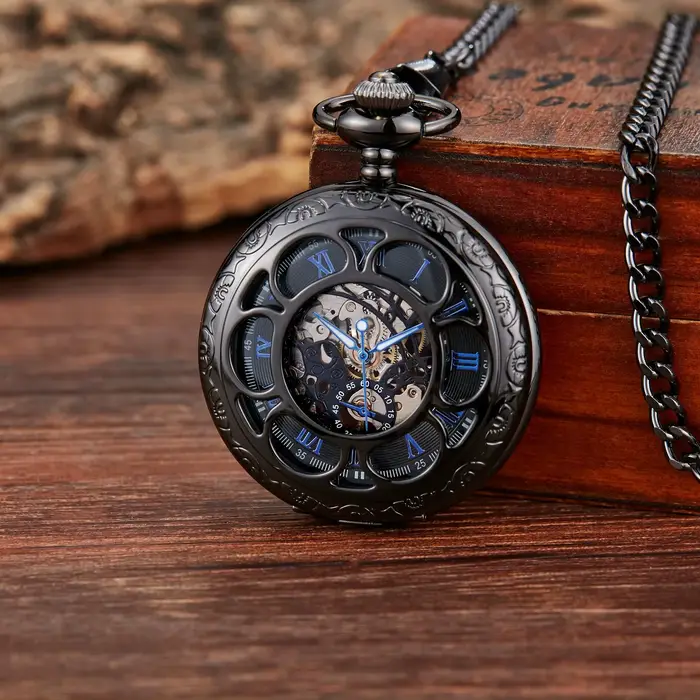 Montre à gousset — Montre de poche mécanique rétro squelette