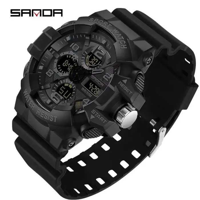 Montre SANDA en plastique avec affichage numérique-analogique résistante à l'eau pour hommes aventuriers occasions spéciales