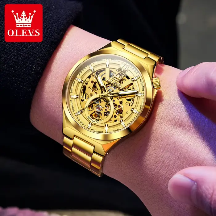 OLVES 6722 montre pour hommes Original luxe squelette automatique
