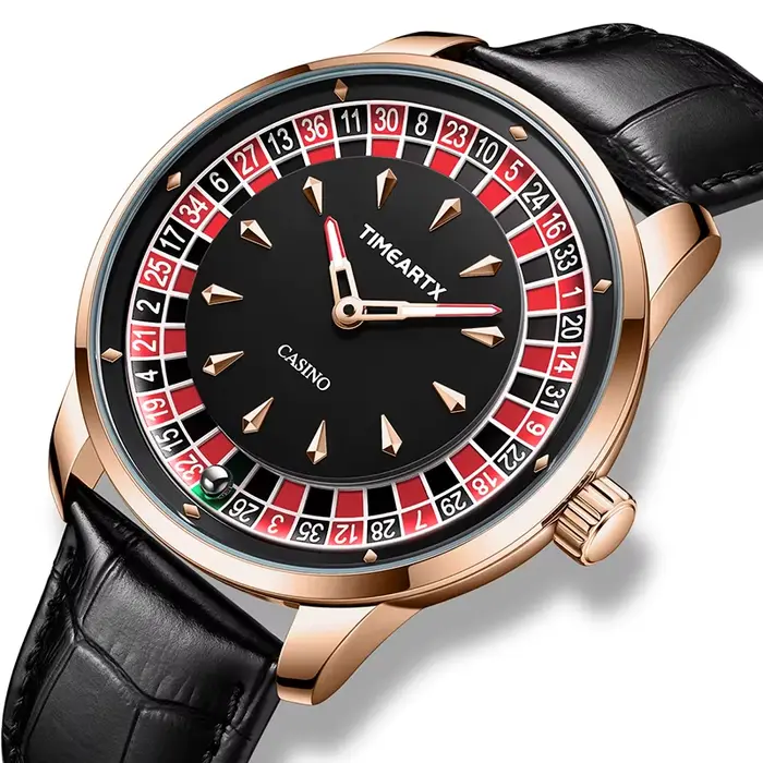 Montre TIMEARTX à Quartz Style Luxe Cuir Vachette Boucle Ardillon Occasions Spéciales Homme Plongeur Élégante Étanche 3 Bars