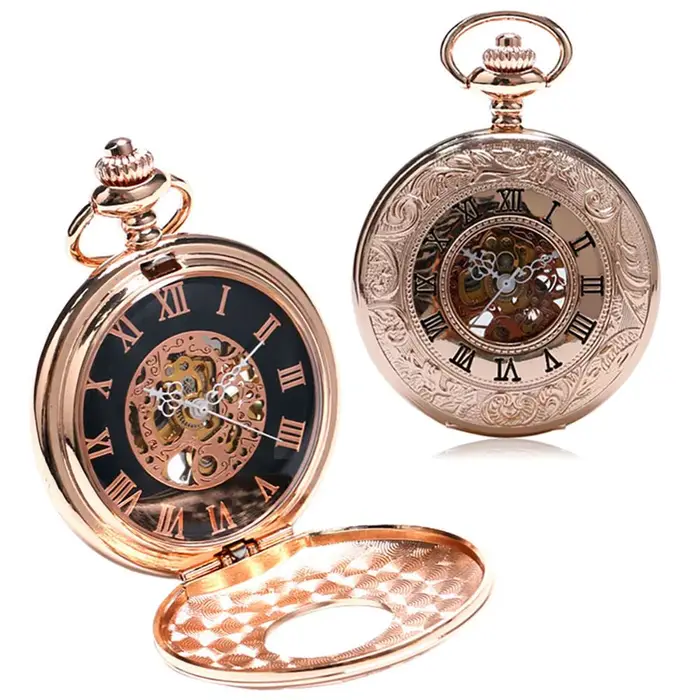 Montre à gousset — Montre de poche mécanique à breloques en or Rose