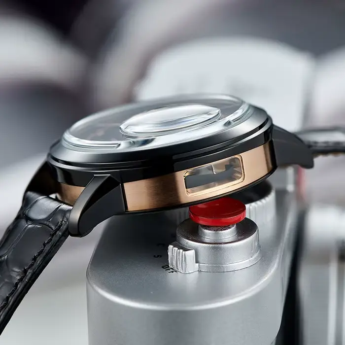 OBLVLO luxe rétro 45mm cadran squelette montres automatiques pour hommes bracelet en cuir de veau cristal minéral étanche montre mécanique VM