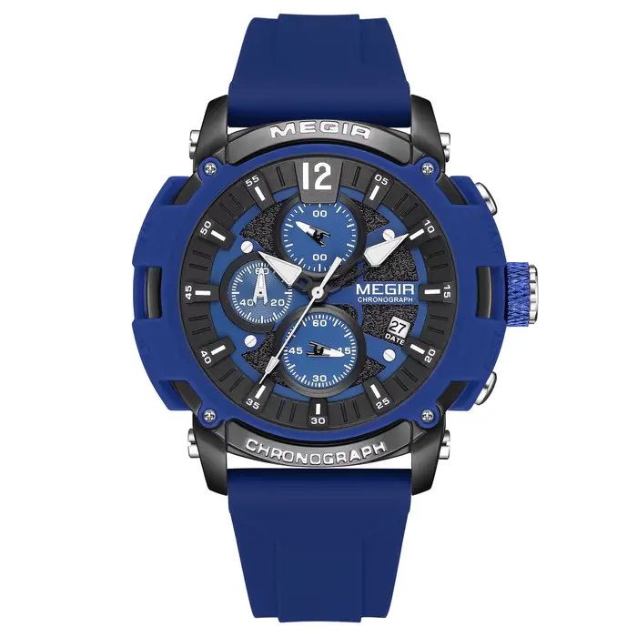 Montre chronographe analogique à quartz Megir 2208 avec date