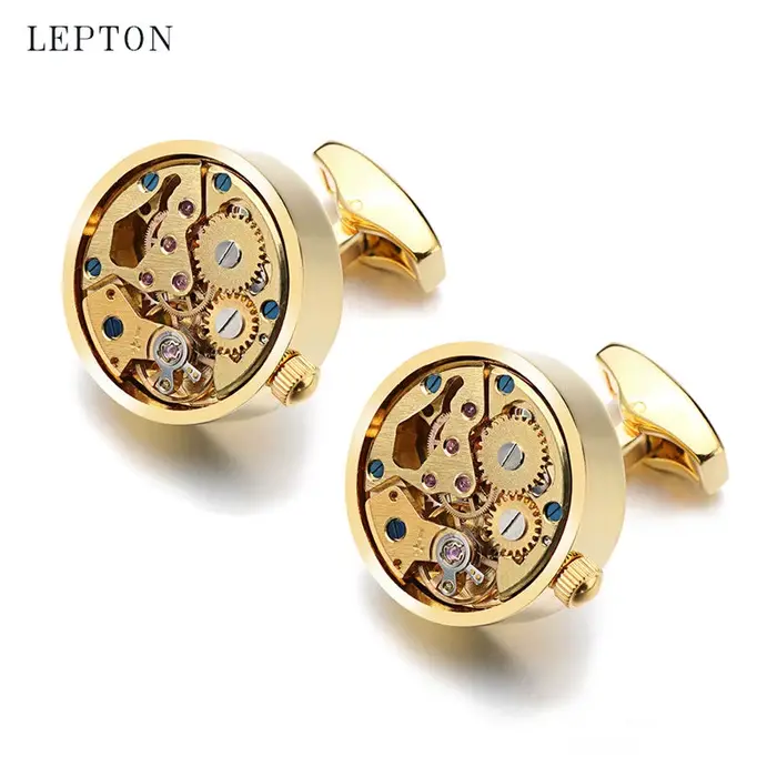 Boutons de manchette de mouvement de montre en or