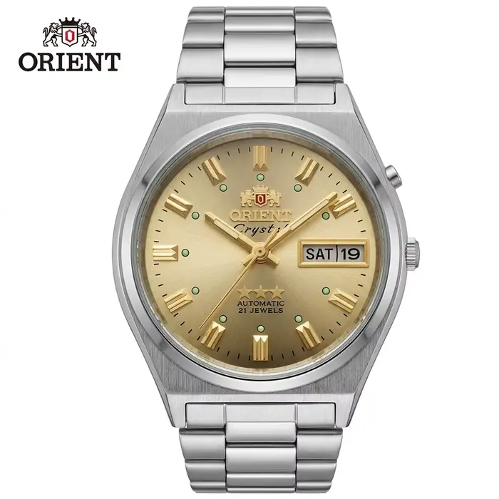 Montre-bracelet Orient Classic automatique résistante à l'eau pour hommes et femmes avec affichage jour-date et bracelet en acier inoxydable