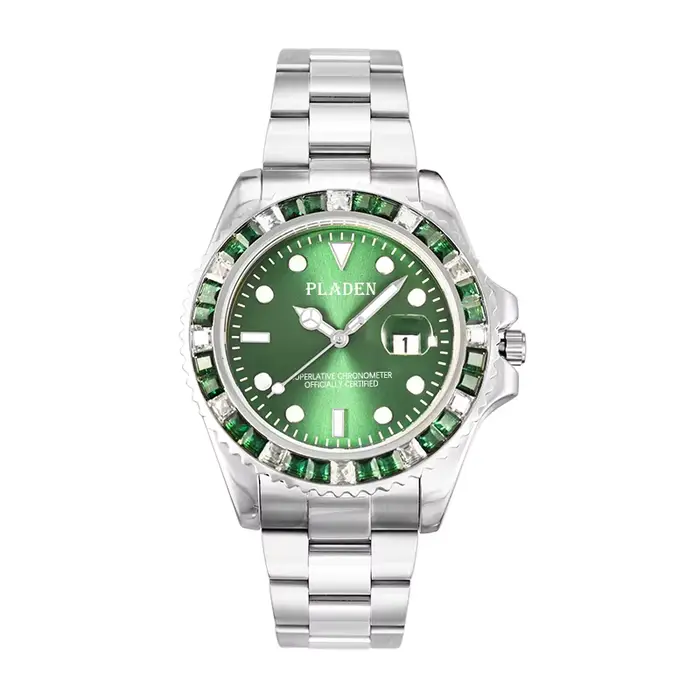 DEN-Montre de Luxe Verte sur Mesure pour Homme, Date existent, Horloge en Acier Inoxydable, Mode, Di