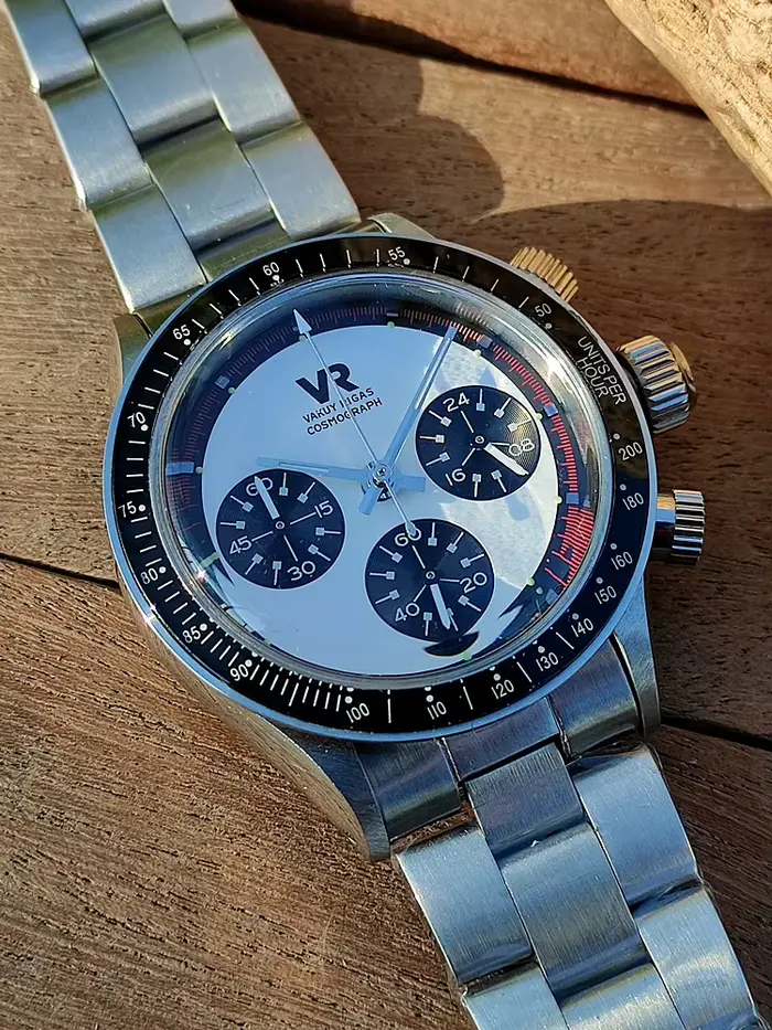 Montre à quartz Vakuy vintage panda, cadran contrasté, seconde aiguille, réplique Paul Newman Daytona VK63A, chronographe, lunette en verre, pour homme