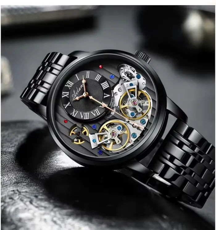 Montre homme AILANG automatique double tourbillon lumineuse résistante à l'eau pour homme occasions spéciales élégante horlogerie mécanique acier inoxydable