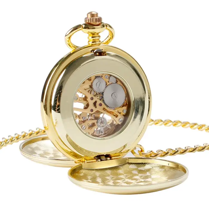 Montre à gousset — Montre de poche squelette lisse couleur or
