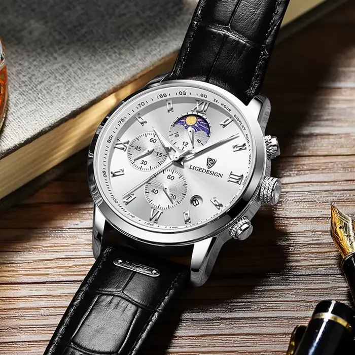 Montre militaire à quartz en cuir étanche pour homme