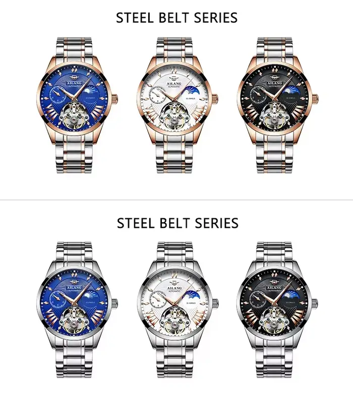 Montre Daniel Gorman pour homme, montre mécanique automatique squelette en acier inoxydable, résistante à l'eau, bracelet en cuir, pour occasions formelles et informelles