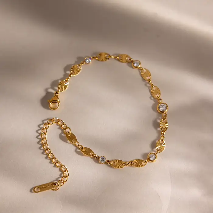 Bracelet chaîne plaqué or 18 carats pour femme
