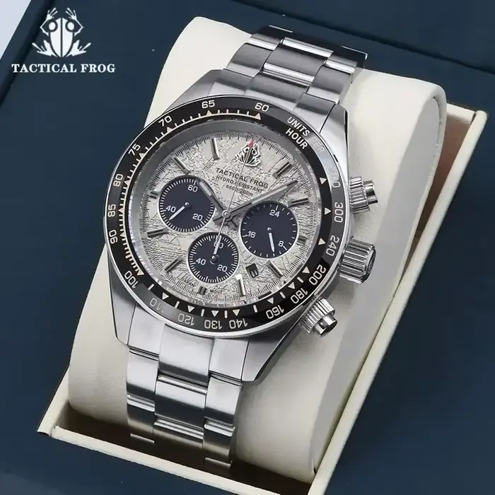 Tactique grenouille V2 chronographe solaire montre à Quartz saphir cristal miroir lunette en céramique 200M étanche