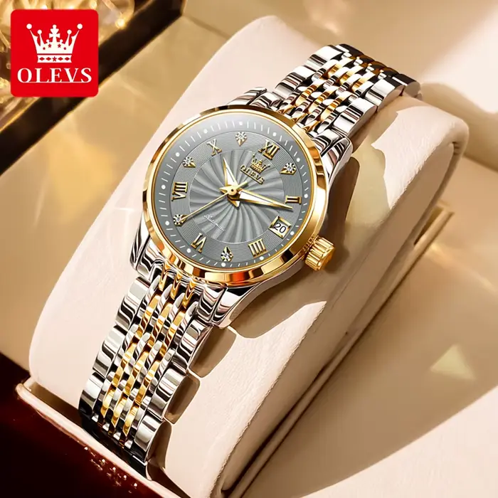 OLEVS-Montre-bracelet mécanique automatique Ladides pour femme, acier inoxydable étanche, montre sim