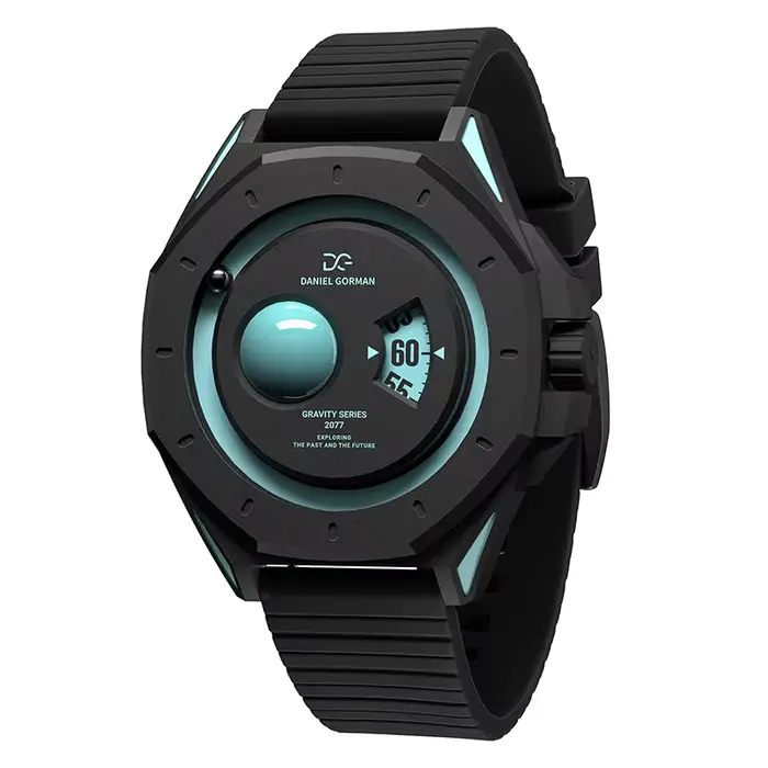 Montre à quartz pour homme Daniel Gorman Gravity Series - Cadran bleu glace Uranus, design science-f