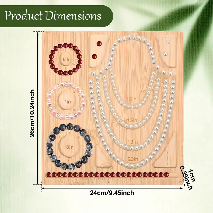 Plateau de perlage en bambou pour bracelets et colliers, accessoires de perlage, plateau de mesure, 