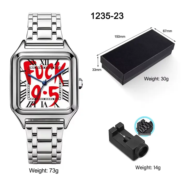 TIME IS MONEY Montre à quartz pour homme, mode, acier inoxydable, cadran carré, étanche, montre à qu
