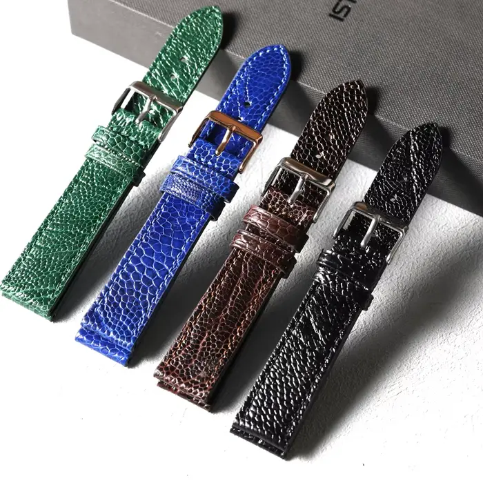 Bracelet de montre en cuir véritable de pied d'autruche fait à la main