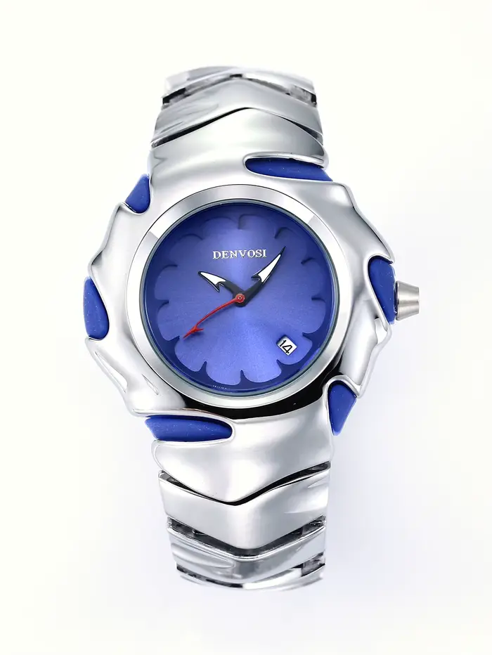 Montre DENVOSI Millennium y2k en forme de lame, montre pour homme style métal liquide avec date, mon