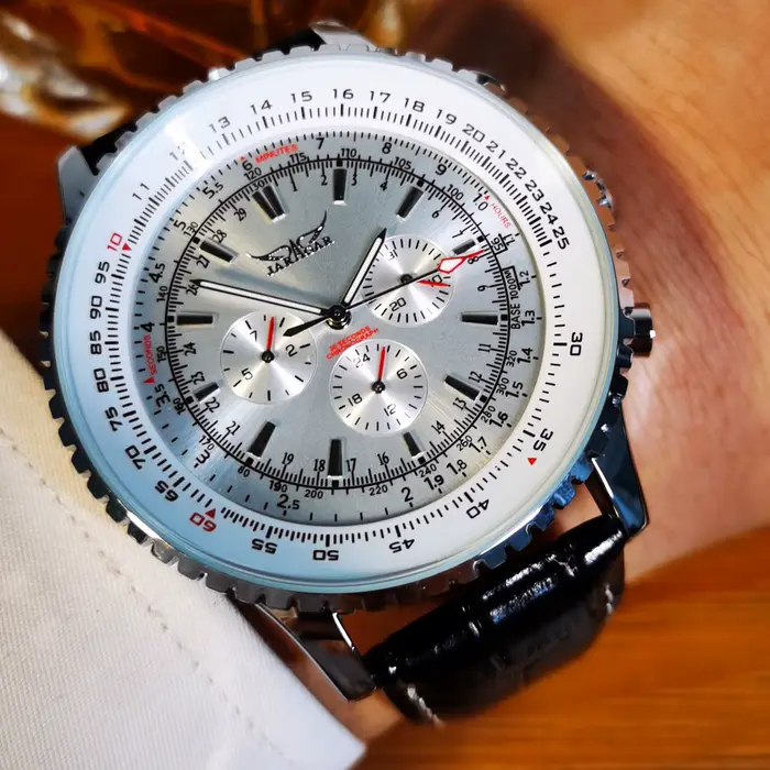 JARAGAR pilote montre automatique pour hommes militaire multifonction sous-cadrans montres mécaniques Top marque de luxe bracelet en cuir horloge