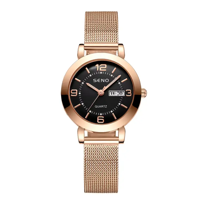 UTHAI H55 montre à Quartz pour femmes mode grand chiffre horloge lumière luxe bracelet en acier inoxydable étanche calendrier lumineux cadeau