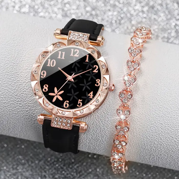 Montre-bracelet en cuir à quartz pour femme