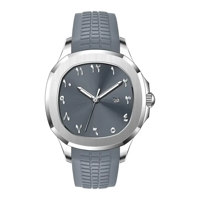 Chiffres arabes sans Logo moyen-orient luxe hommes montres marque Quartz mode créative Silicone Mont